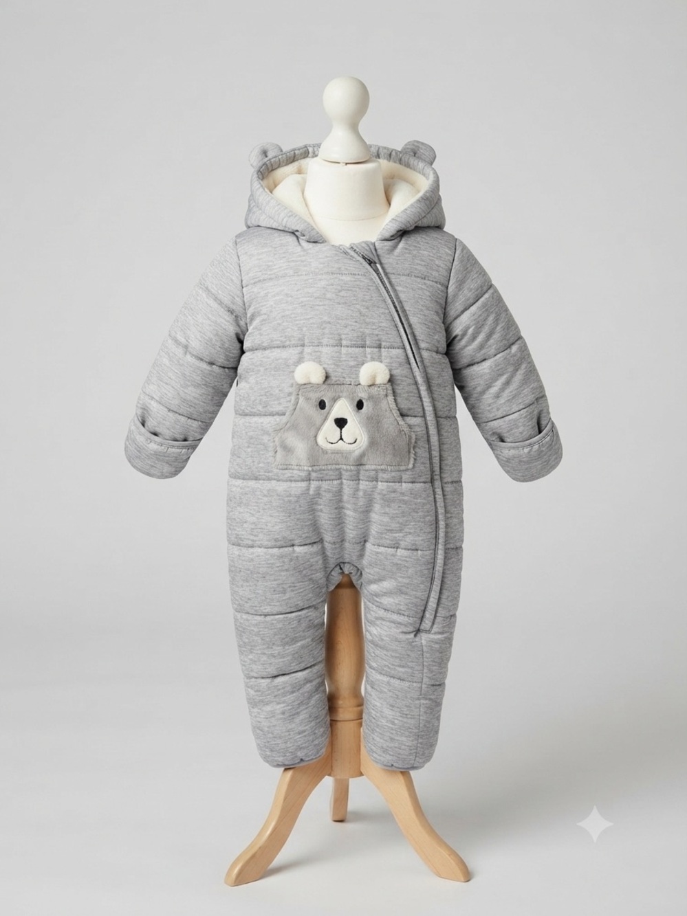 wonder nation Gray Bear Snowsuit One-Piece with Hood